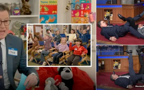 John Krasinski Stephen Colbert Interview: Leg Wrestling & Kids Pitch